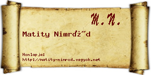 Matity Nimród névjegykártya